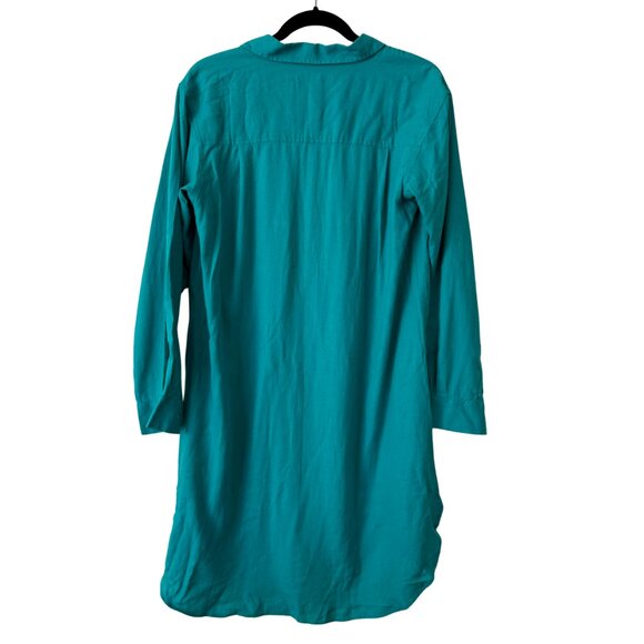 NEW Banana Republic Linen-Blend Button Summer Mini Shirtdress Turquoise - Medium - Picture 5 of 6